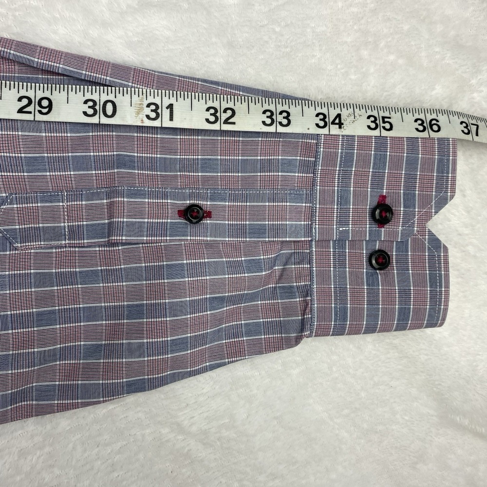 David Donahue Men's XL Dress Shirt Pink Gray Check Long Sleeve - Picture 9 of 10